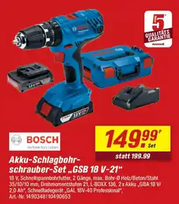 toom Baumarkt BOSCH Akku-Schlagbohrschrauber-Set „GSB 18 V-21" Angebot