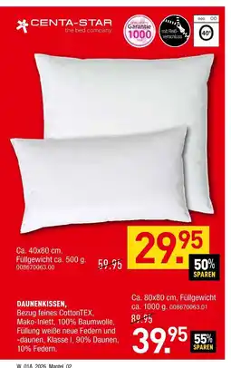 Möbel Wallach Centa-star daunenkissen ca. 40x80 cm Angebot