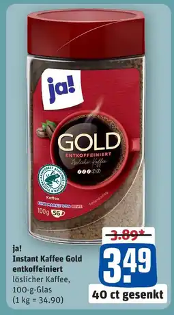 REWE Ja! instant kaffee gold entkoffeiniert Angebot