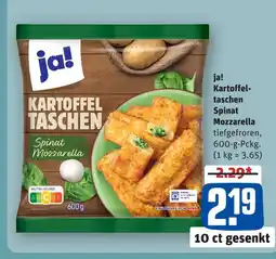 REWE Ja! kartoffeltaschen spinat mozzarella Angebot