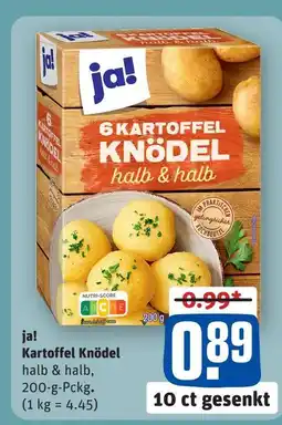 REWE Ja! kartoffel knödel halb & halb Angebot