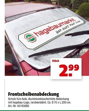 Hagebau Frontscheibenabdeckung Angebot