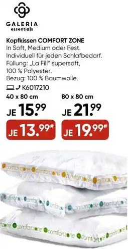 Galeria GALERIA essentials Kopfkissen COMFORT ZONE Angebot