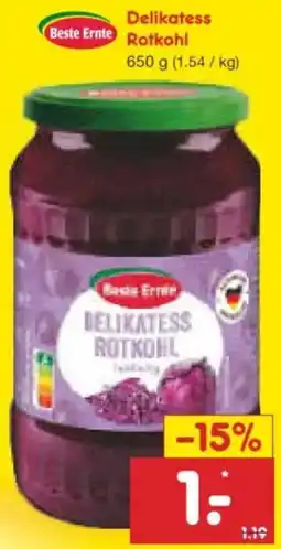 Netto Marken-Discount Beste Ernte Delikatess Rotkohl Angebot