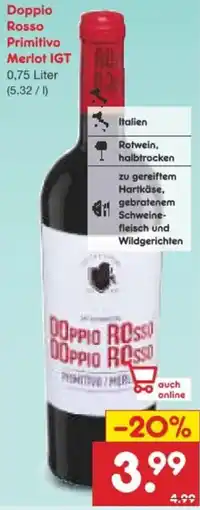 Netto Marken-Discount Doppio Rosso Primitivo Merlot IGT Angebot