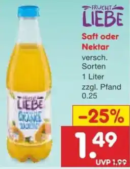 Netto Marken-Discount FRUCHT LIEBE Saft oder Nektar Angebot
