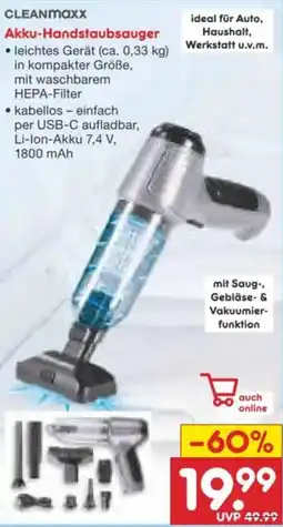Netto Marken-Discount Cleanmaxx Akku-Handstaubsauger Angebot