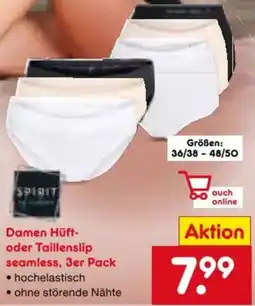 Netto Marken-Discount SPIRIT Damen Hüft- oder Taillenslip seamless, 3er Pack Angebot
