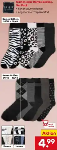 Netto Marken-Discount SPIRIT Damen oder Herren Socken, 5er Pack Angebot