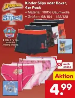 Netto Marken-Discount Kinder Slips oder Boxer, 4er Pack Angebot