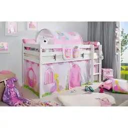 Netto Marken-Discount TiCAA Hochbett Prinzessin Liora inkl. Zubehör Kiefer weiß Angebot