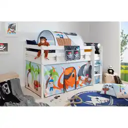 Netto Marken-Discount TiCAA Hochbett Pirat Luan inkl. Zubehör Kiefer weiß Angebot