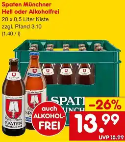 Netto Getränke Discount Spaten Münchner Hell oder Alkoholfrei Angebot