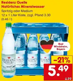 Netto Getränke Discount Residenz Quelle Natürliches Mineralwasser Angebot