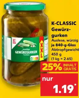 Kaufland K-CLASSIC Gewürzgurken Angebot