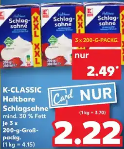 Kaufland K-CLASSIC Haltbare Schlagsahne Angebot