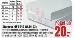 B1 Discount Baumarkt Styropor >>EPS 040 WI, DI, DZ<< Angebot