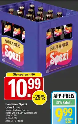 WEZ Paulaner Spezi oder Limo Angebot