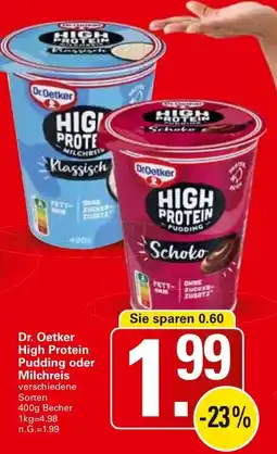 WEZ Dr. Oetker High Protein Pudding oder Milchreis Angebot