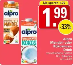 WEZ Alpro Mandel- oder Kokosnuss Drink Angebot