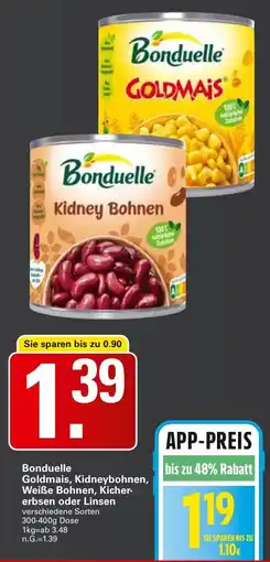 WEZ Bonduelle Goldmais, Kidneybohnen, Weiße Bohnen, Kichererbsen oder Linsen Angebot