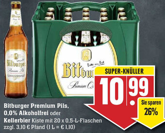 Edeka Bitburger Premium Pils, 0,0% Alkoholfrei oder Kellerbier Angebot