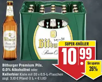 Edeka Bitburger Premium Pils, 0,0% Alkoholfrei oder Kellerbier Angebot