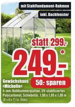 B1 Discount Baumarkt Gewächshaus >>Michelle<< Angebot
