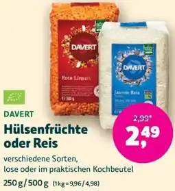 Biomarkt DAVERT Hülsenfrüchte oder Reis Angebot