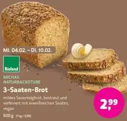 Biomarkt MICHAS NATURBACKSTUBE 3-Saaten-Brot Angebot
