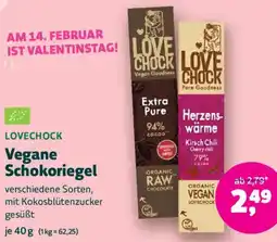 Biomarkt LOVECHOCK Vegane Schokoriegel Angebot