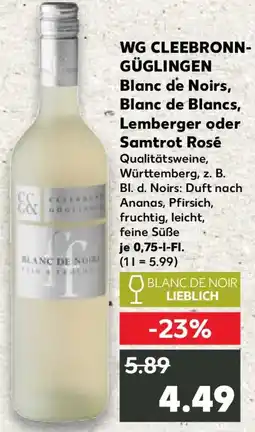Kaufland WG CLEEBRONN GÜGLINGEN Blanc de Noirs, Blanc de Blancs, Lemberger oder Samtrot Rosé Angebot