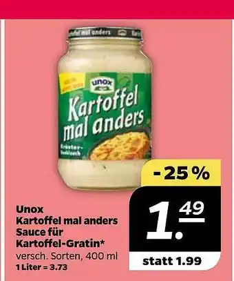 NETTO Unox Kartoffel Mal Anders Sauce Für Kartoffel-gratin Angebot