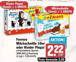 AEZ Ferrero Milchschnitte 10er oder Kinder Pingui Angebot
