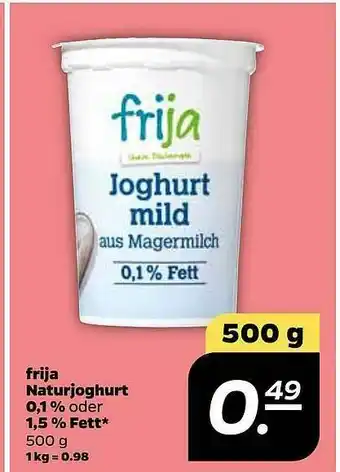 NETTO Frija Naturjoghurt 0.1% Oder 1.5% Fett Angebot