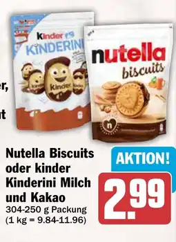 AEZ Nutella Biscuits oder kinder Kinderini Milch und Kakao Angebot