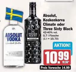 AEZ Absolut, Koskenkorva Climate oder Three Sixty Black Angebot
