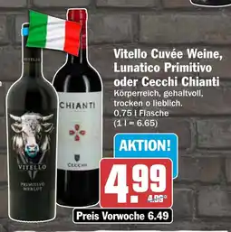 AEZ Vitello Cuvée Weine, Lunatico Primitivo oder Cecchi Chianti Angebot