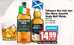 AEZ Tullamore Dew Irish oder Glen Moray Speyside Single Malt Whisky Angebot