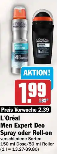 AEZ L'Oréal Men Expert Deo Spray oder Roll-on Angebot