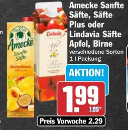 AEZ Amecke Sanfte Säfte Plus oder Lindavia Säfte Apfel, Birne Angebot