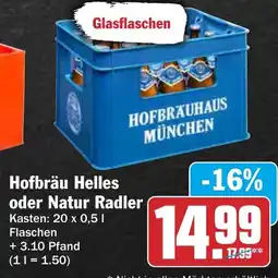 AEZ Hofbräu Helles oder Natur Radler Angebot