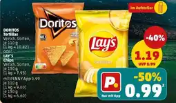 PENNY DORITOS Tortillas oder LAY'S Chips Angebot