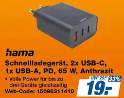 expert Techno Land hama Schnellladegerät, 2x USB-C, 1x USB-A, PD, 65 W, Anthrazit Angebot