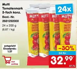 Netto Marken-Discount Mutti Tomatenmark 3-fach konz. Angebot