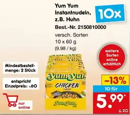 Netto Marken-Discount Yum Yum Instantnudeln, z.B. Huhn Angebot