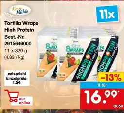 Netto Marken-Discount Korn Mühle Tortilla Wraps High Protein Angebot
