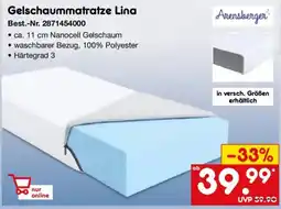 Netto Marken-Discount Arensberger Gelschaummatratze Lina Angebot