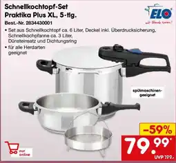 Netto Marken-Discount ELO Schnellkochtopf-Set Praktika Plus XL, 5-tlg. Angebot