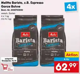 Netto Marken-Discount Melitta Barista, z.B. Espresso Ganze Bohne Angebot
